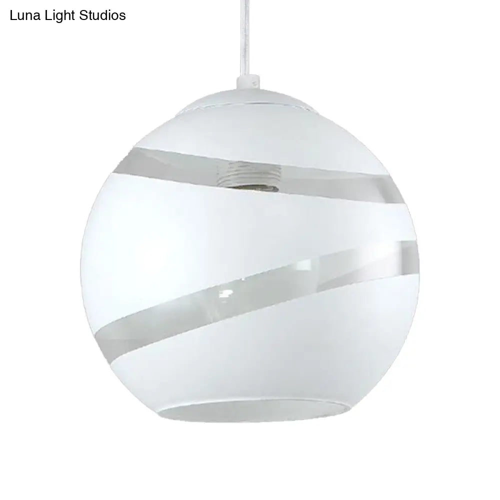 Contemporary Orbit Shade Pendant Light With Handblown Black/White Glass - Dining Room Lighting