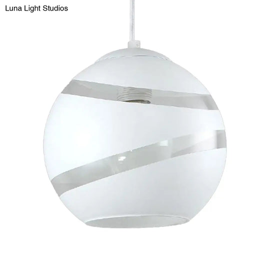 Contemporary Orbit Shade Pendant Light With Handblown Black/White Glass - Dining Room Lighting