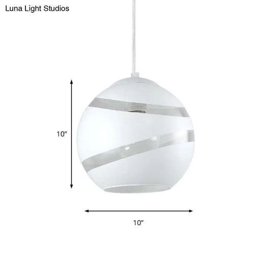 Contemporary Orbit Shade Pendant Light With Handblown Black/White Glass - Dining Room Lighting