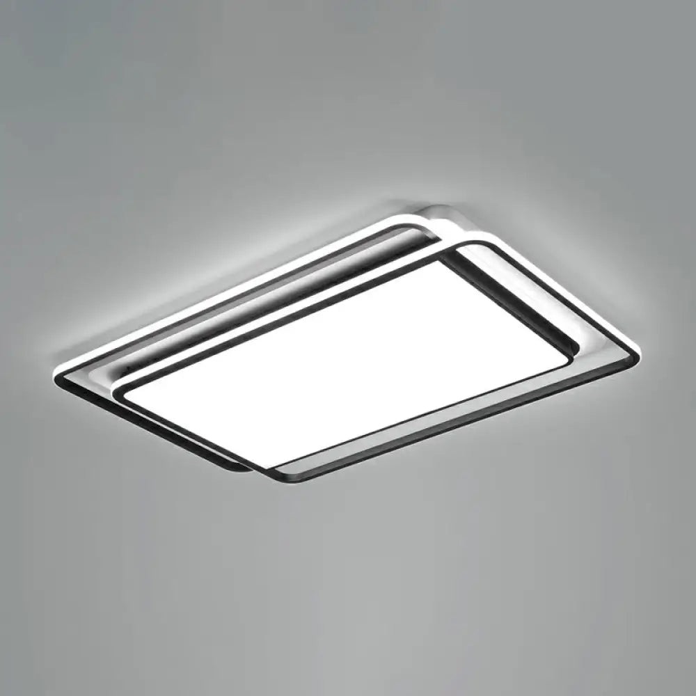 Contemporary Black - White Led Ceiling Light For Living Room - Acrylic Flush Mount Fixture / 35.5’