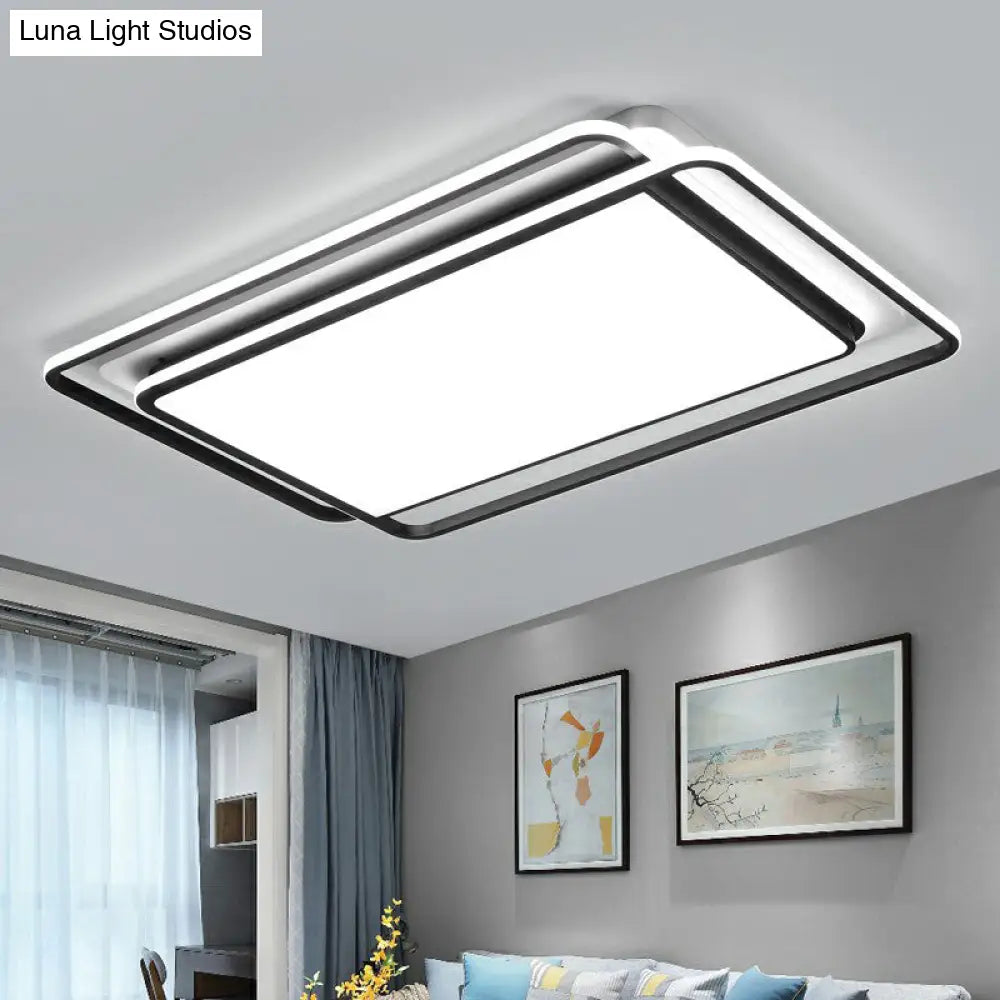 Contemporary Black - White Led Ceiling Light For Living Room - Acrylic Flush Mount Fixture