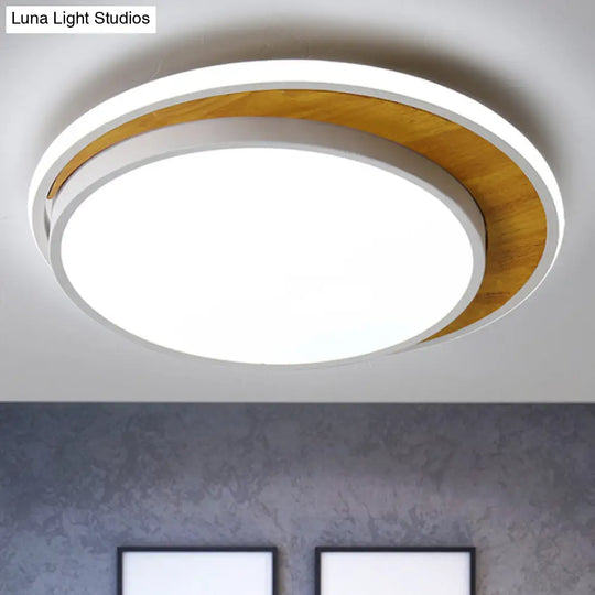 Contemporary Black/White Led Circle Flush Mount Ceiling Light Metal Fixture In White/Warm 16.5/20.5