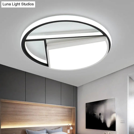 Contemporary Black & White Led Geometric Ceiling Lamp - 16/19.5 Wide Black-White / 16