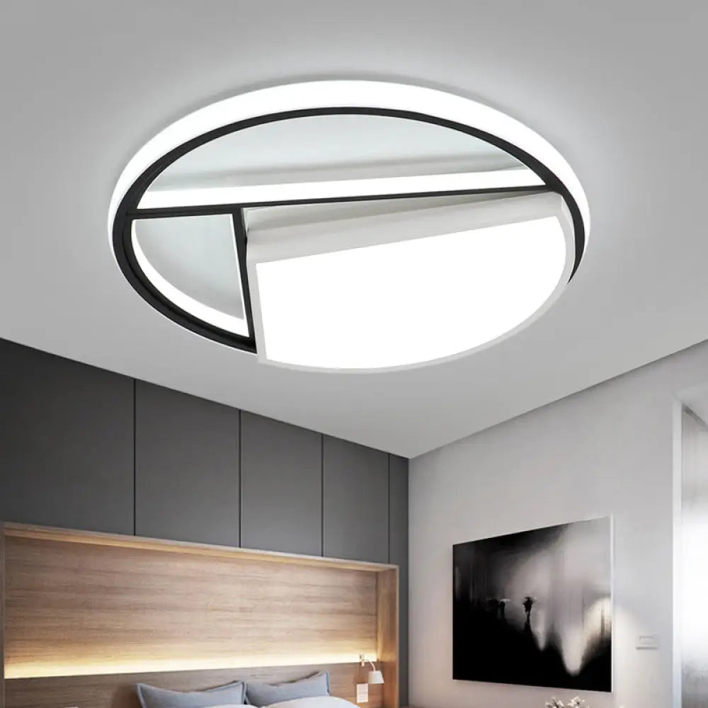 Contemporary Black & White Led Geometric Ceiling Lamp - 16’/19.5’ Wide Black - White / 16’