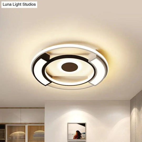 Contemporary Black/White Led Surface Mount Ceiling Lights Metal & Acrylic 16’/19.5’ Diameter -