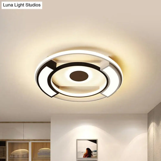 Contemporary Black/White Led Surface Mount Ceiling Lights Metal & Acrylic 16/19.5 Diameter - Ideal