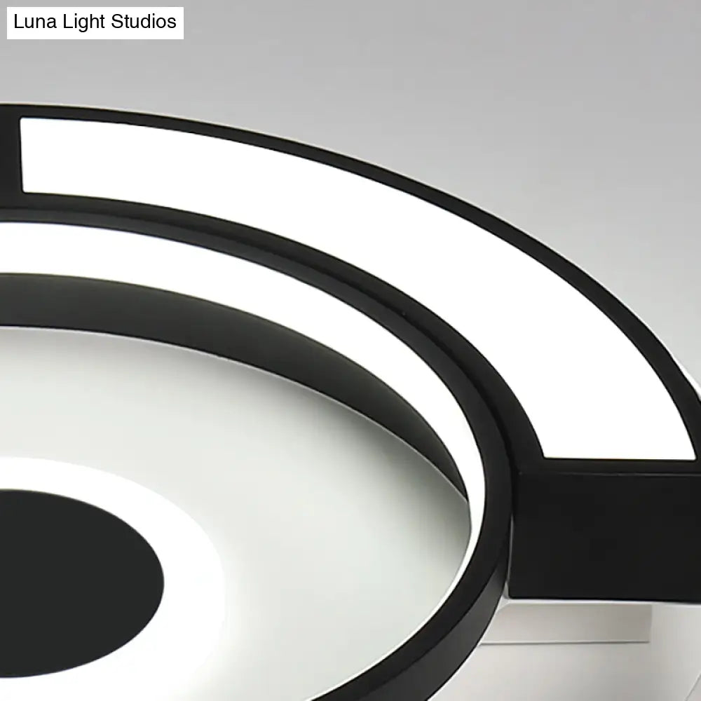 Contemporary Black/White Led Surface Mount Ceiling Lights Metal & Acrylic 16’/19.5’ Diameter -