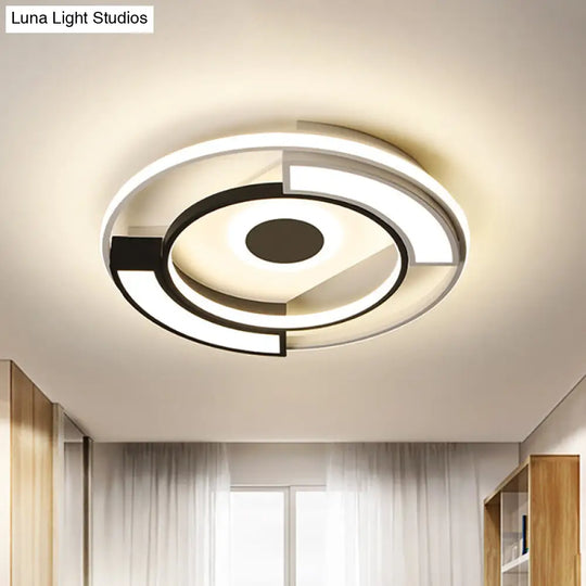 Contemporary Black/White Led Surface Mount Ceiling Lights Metal & Acrylic 16/19.5 Diameter - Ideal