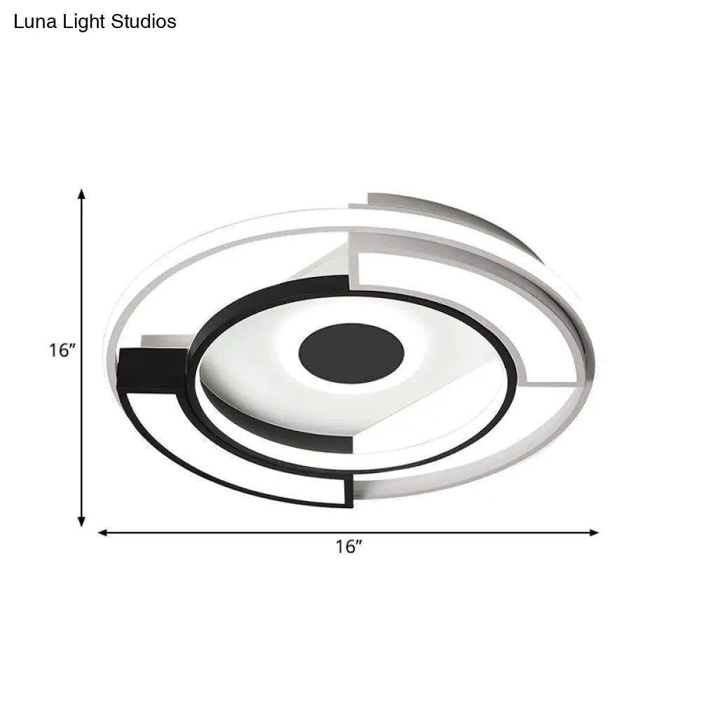 Contemporary Black/White Led Surface Mount Ceiling Lights Metal & Acrylic 16/19.5 Diameter - Ideal
