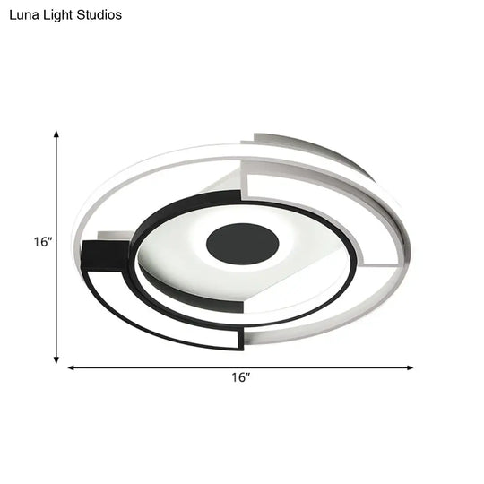 Contemporary Black/White Led Surface Mount Ceiling Lights Metal & Acrylic 16/19.5 Diameter - Ideal