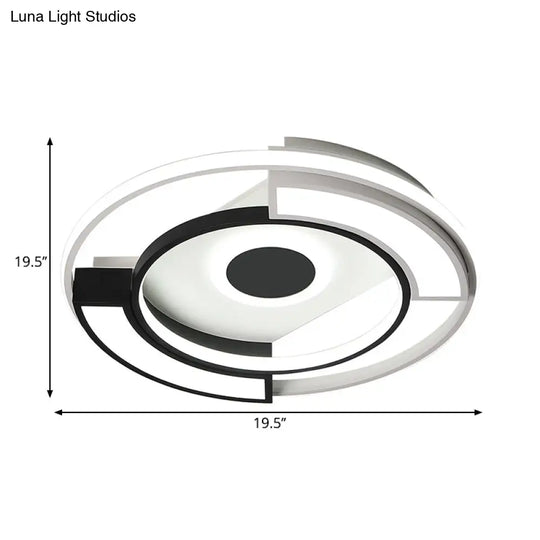 Contemporary Black/White Led Surface Mount Ceiling Lights Metal & Acrylic 16’/19.5’ Diameter -