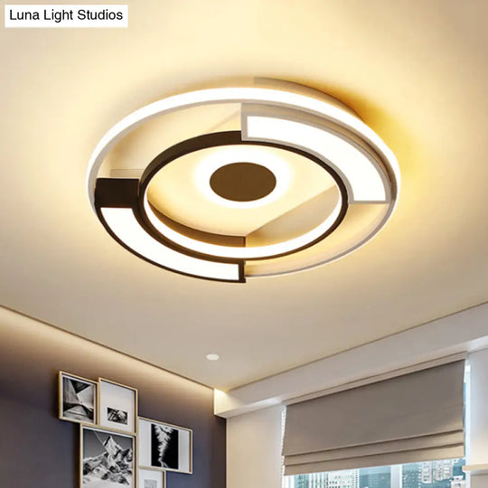 Contemporary Black/White Led Surface Mount Ceiling Lights Metal & Acrylic 16’/19.5’ Diameter -