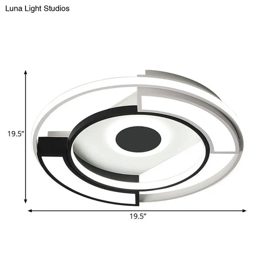 Contemporary Black/White Led Surface Mount Ceiling Lights Metal & Acrylic 16/19.5 Diameter - Ideal