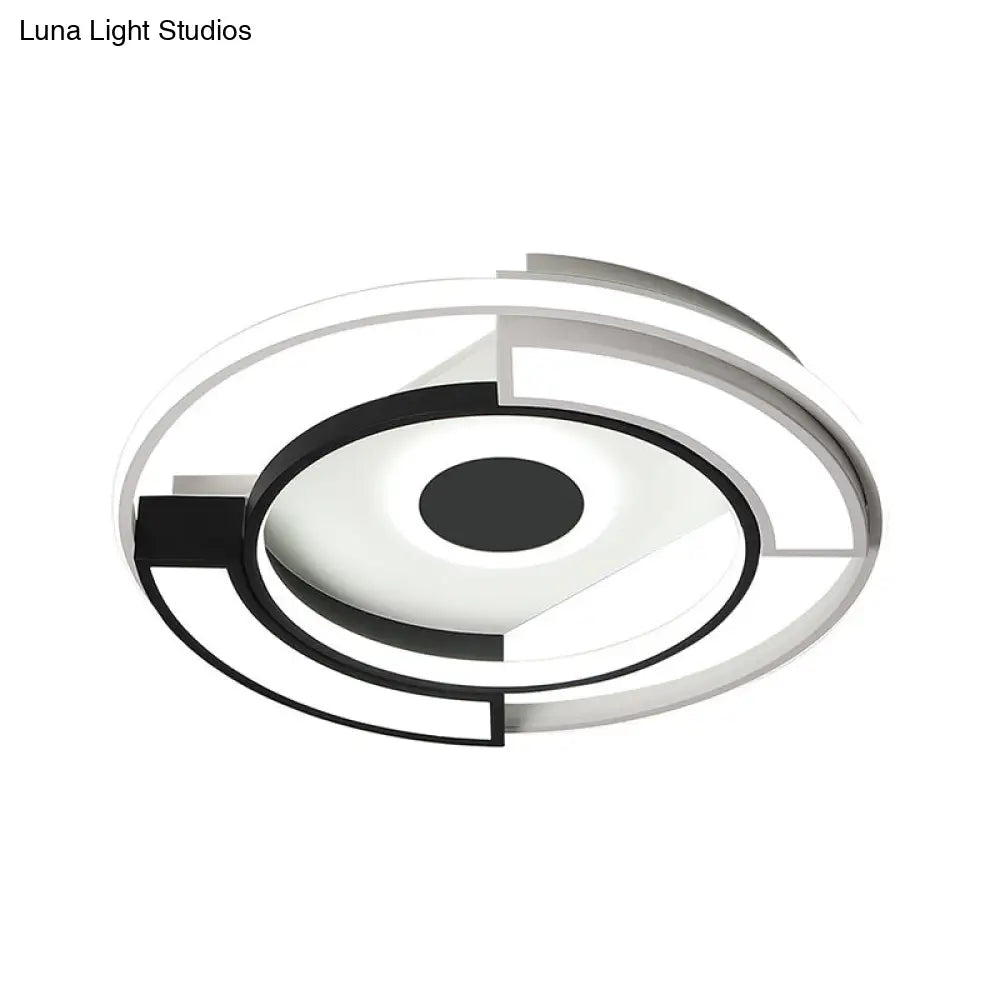 Contemporary Black/White Led Surface Mount Ceiling Lights Metal & Acrylic 16/19.5 Diameter - Ideal