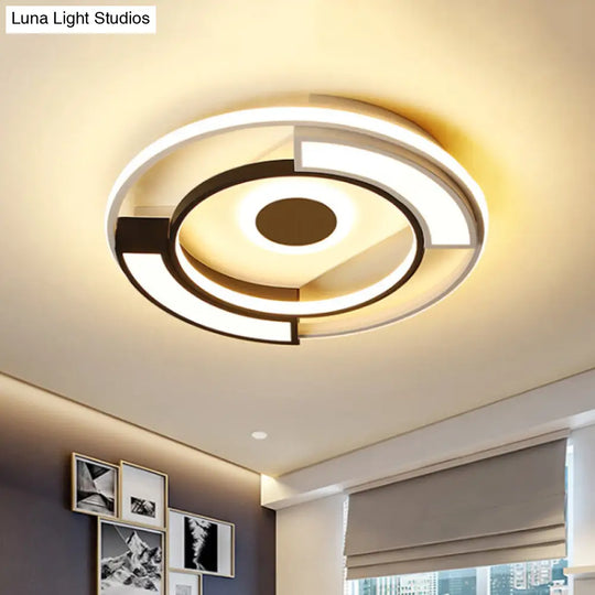 Contemporary Black/White Led Surface Mount Ceiling Lights Metal & Acrylic 16/19.5 Diameter - Ideal