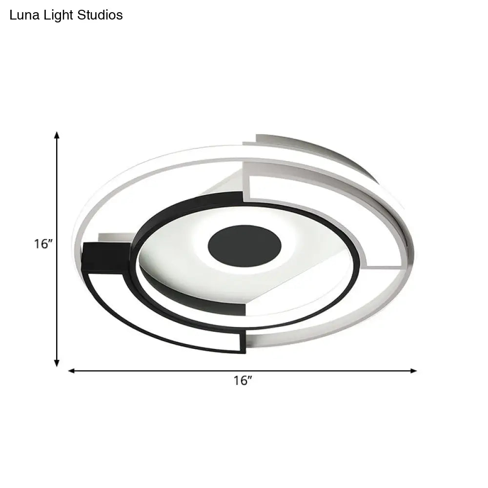 Contemporary Black/White Led Surface Mount Ceiling Lights Metal & Acrylic 16’/19.5’ Diameter -