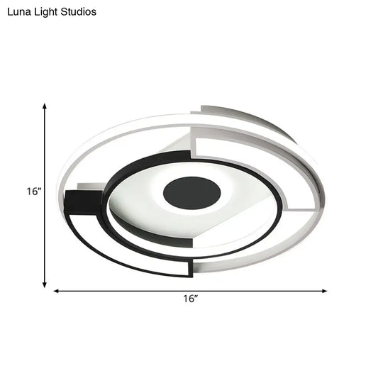 Contemporary Black/White Led Surface Mount Ceiling Lights Metal & Acrylic 16’/19.5’ Diameter -