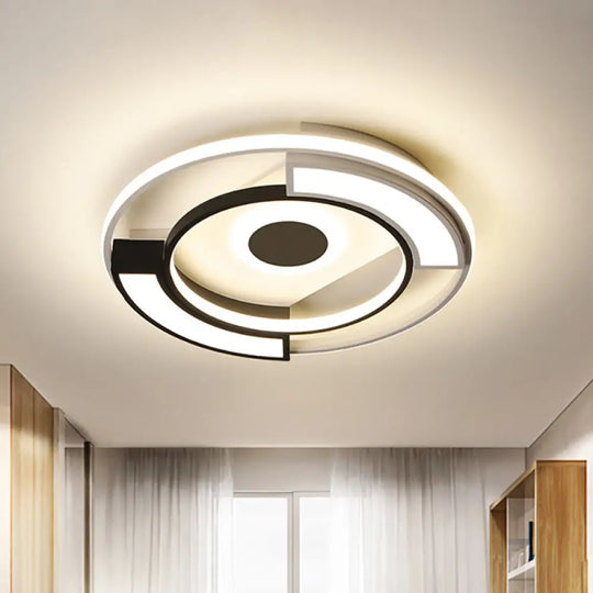 Contemporary Black/White Led Surface Mount Ceiling Lights Metal & Acrylic 16’/19.5’ Diameter -