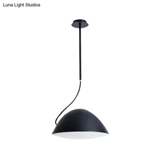 Contemporary Black/White Dome Pendant Light - Stylish Metal Suspension For Dining Room