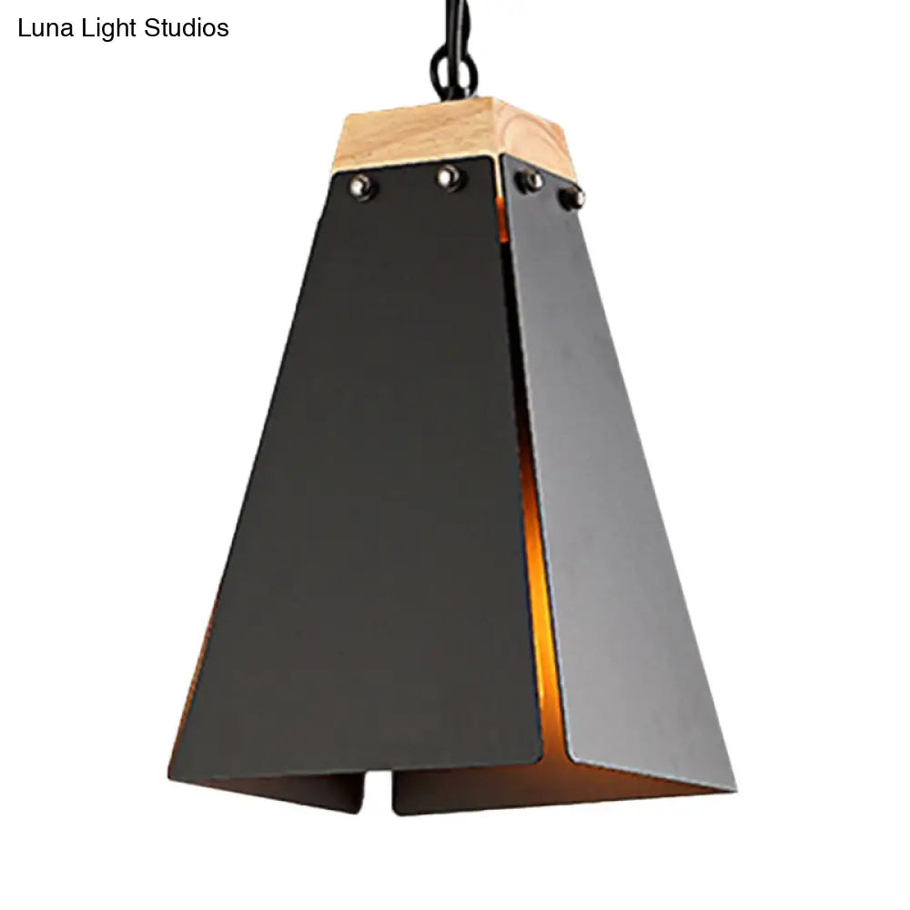 Contemporary Black/White Metal Pyramid Pendant Light - Adjustable Chain Ideal For Ceilings