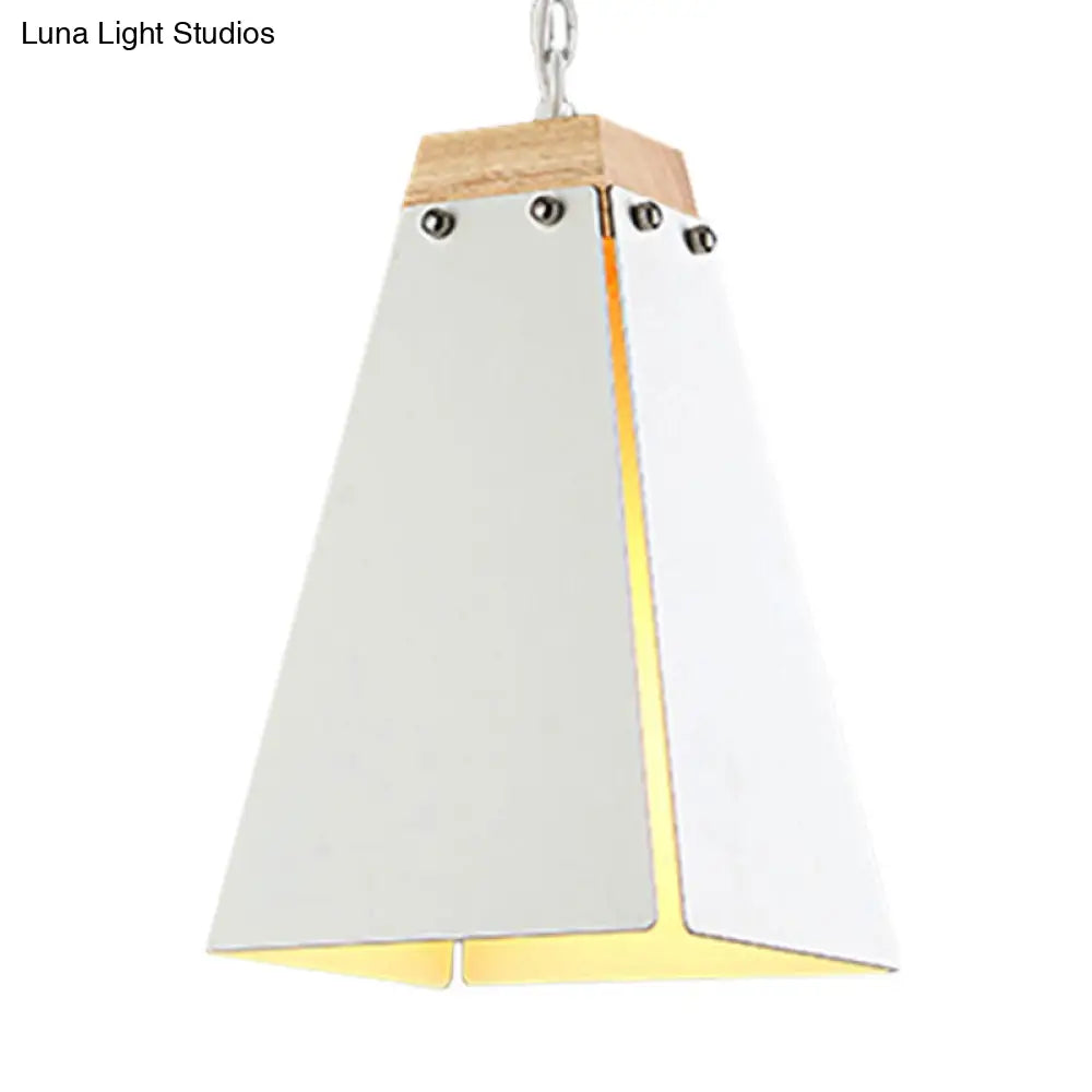 Contemporary Black/White Metal Pyramid Pendant Light - Adjustable Chain Ideal For Ceilings