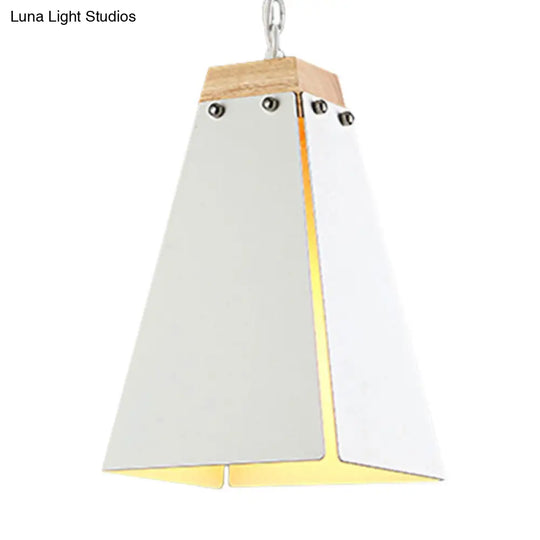 Contemporary Pyramid Pendant Light: Sleek Black/White Metal Ceiling Fixture | Adjustable Chain