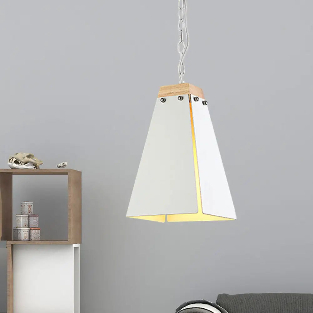 Contemporary Black/White Metal Pyramid Pendant Light - Adjustable Chain Ideal For Ceilings White / A