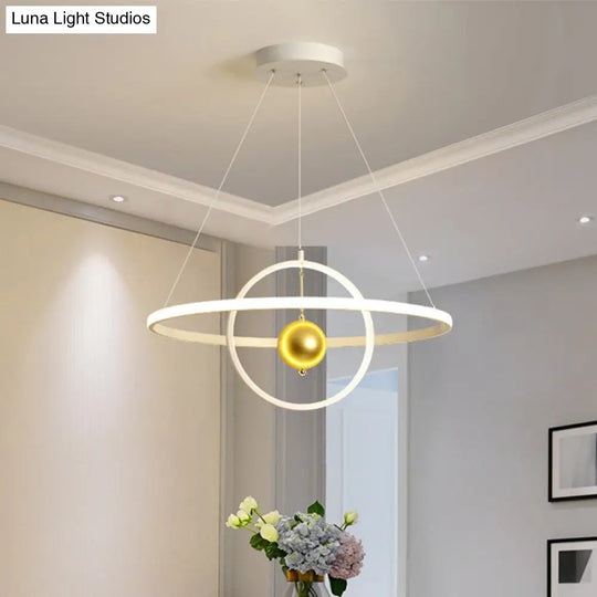 Contemporary Black/White Orbit Led Ceiling Pendant Light With Warm/White Acrylic Chandelier