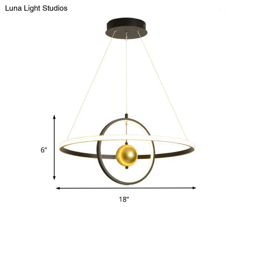 Contemporary Black/White Orbit Led Ceiling Pendant Light With Warm/White Acrylic Chandelier