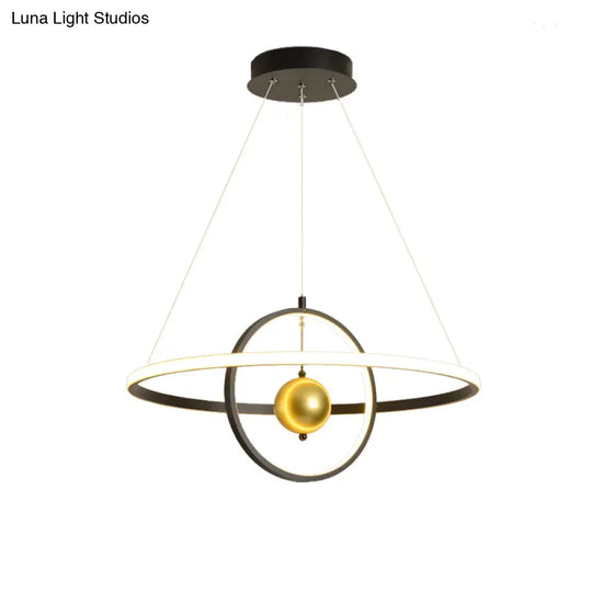 Contemporary Black/White Orbit Led Ceiling Pendant Light With Warm/White Acrylic Chandelier