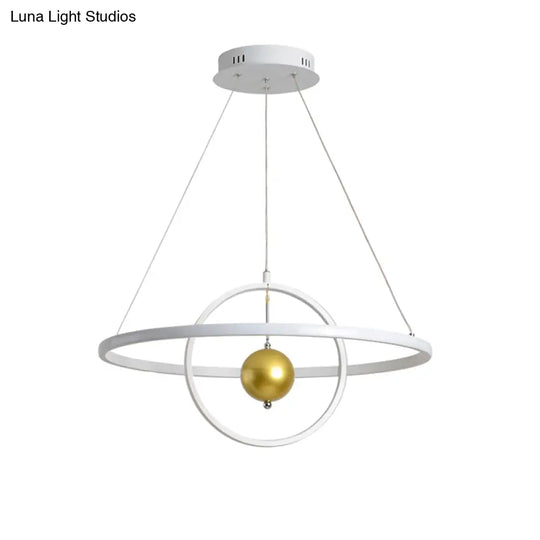 Contemporary Black/White Orbit Led Ceiling Pendant Light With Warm/White Acrylic Chandelier