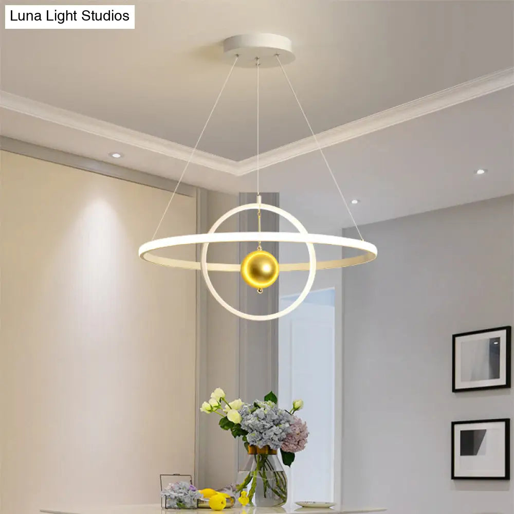 Contemporary Black/White Orbit Led Ceiling Pendant Light With Warm/White Acrylic Chandelier