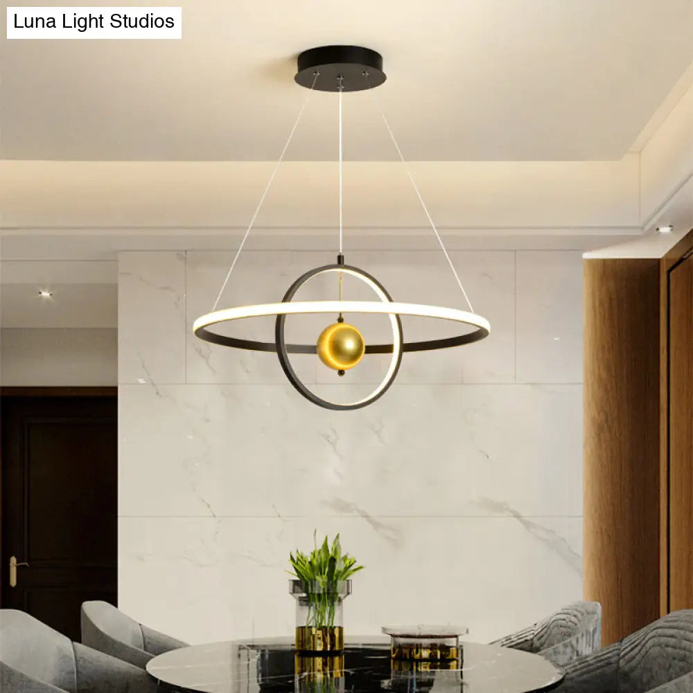 Contemporary Black/White Orbit Led Ceiling Pendant Light With Warm/White Acrylic Chandelier