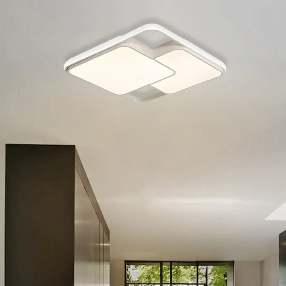 Contemporary Black/White Rectangle Flush Ceiling Light - Led Acrylic Flushmount For Cafes White /