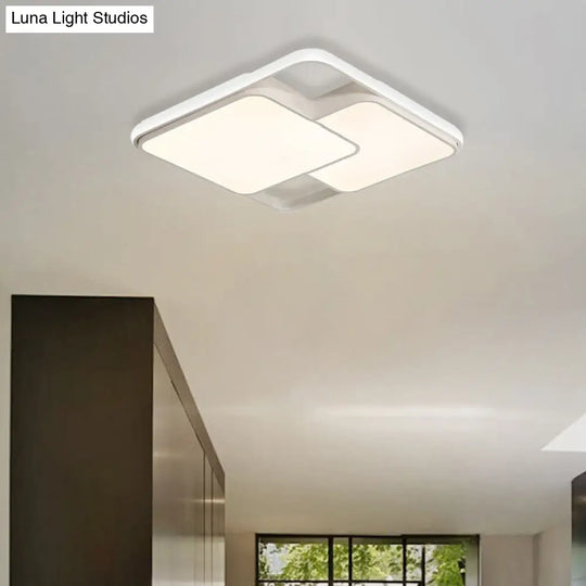 Contemporary Black/White Rectangle Flush Ceiling Light - Led Acrylic Flushmount For Cafes White /