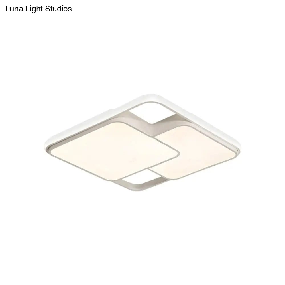 Contemporary Black/White Rectangle Flush Ceiling Light - Led Acrylic Flushmount For Cafes