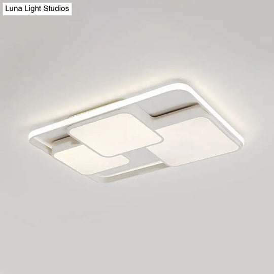 Contemporary Black/White Rectangle Flush Ceiling Light - Led Acrylic Flushmount For Cafes