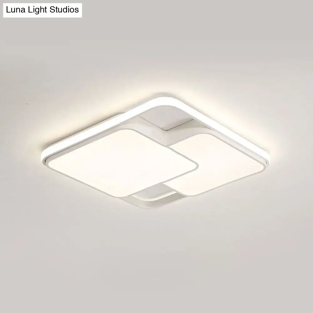 Contemporary Black/White Rectangle Flush Ceiling Light - Led Acrylic Flushmount For Cafes