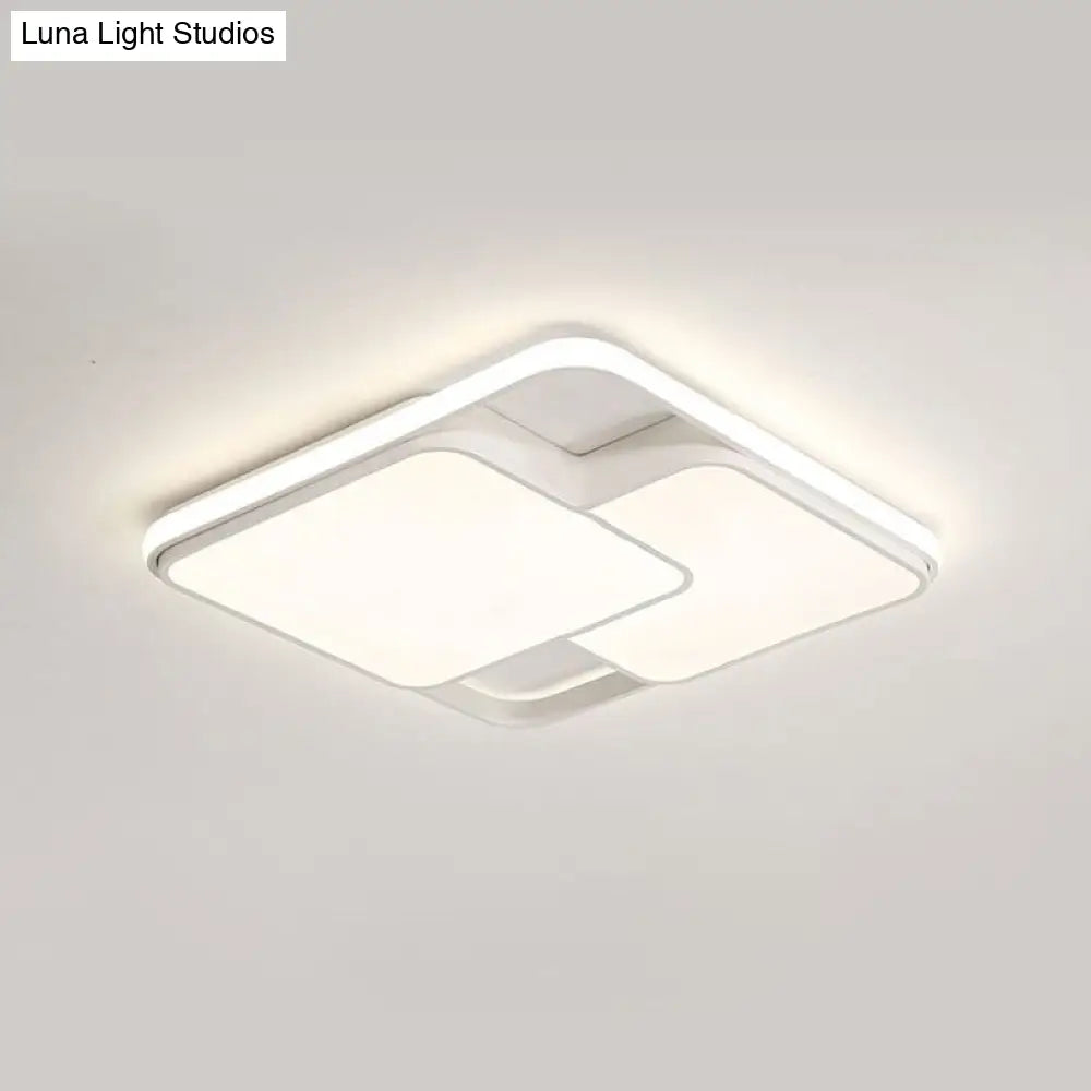 Contemporary Black/White Rectangle Flush Ceiling Light - Led Acrylic Flushmount For Cafes