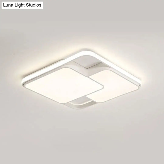 Contemporary Black/White Rectangle Flush Ceiling Light - Led Acrylic Flushmount For Cafes