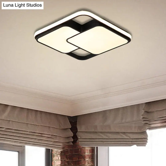 Contemporary Black/White Rectangle Flush Ceiling Light - Led Acrylic Flushmount For Cafes Black /