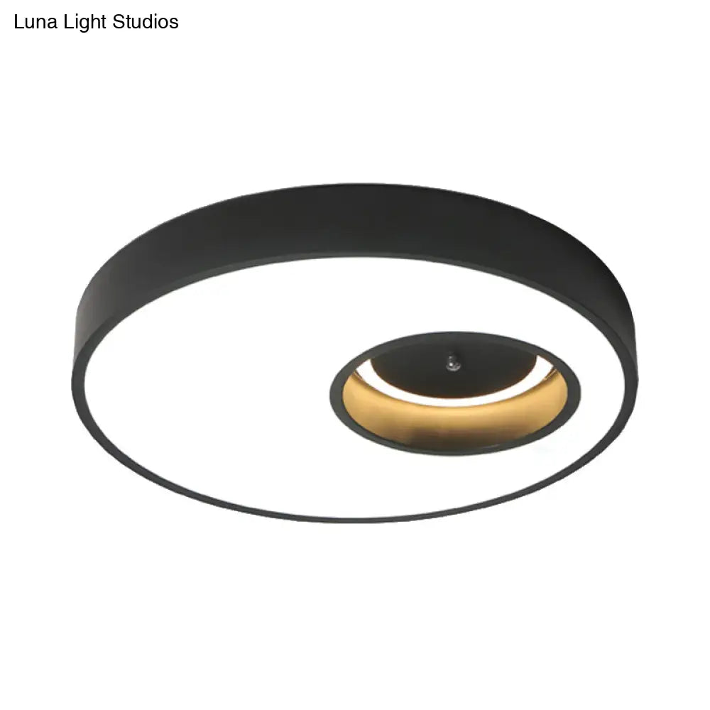 Contemporary Black/White Round Ceiling Flush Light 18/23.5 Wide - Led Acrylic Lighting For