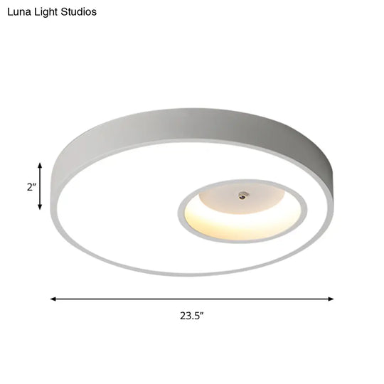 Contemporary Black/White Round Ceiling Flush Light 18’/23.5’ Wide - Led Acrylic Lighting For