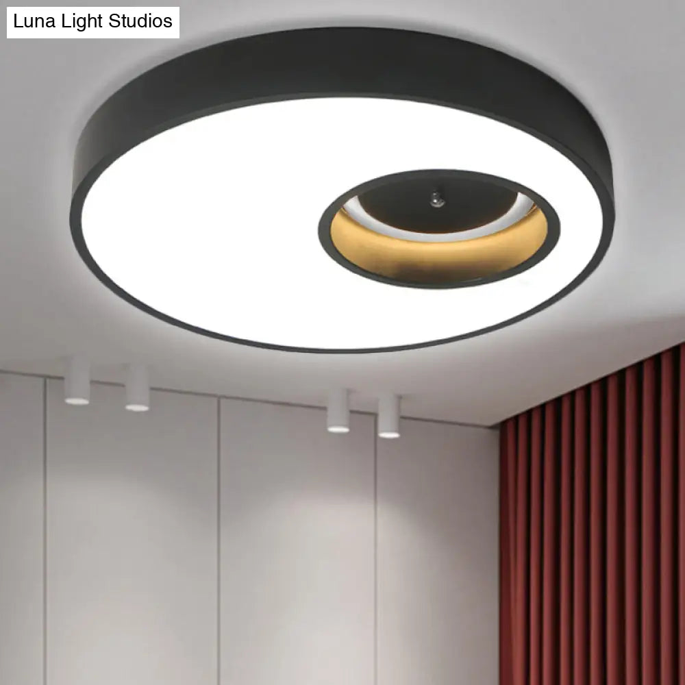 Contemporary Black/White Round Ceiling Flush Light 18/23.5 Wide - Led Acrylic Lighting For