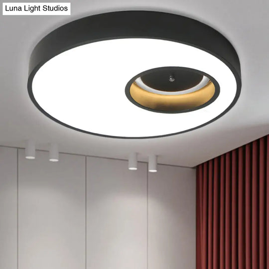 Contemporary Black/White Round Ceiling Flush Light 18/23.5 Wide - Led Acrylic Lighting For