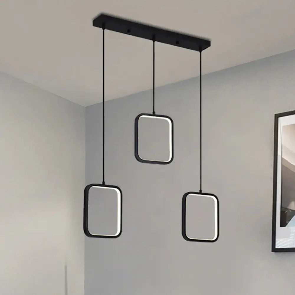 Contemporary Black/White Square Drop Pendant Led Acrylic Ceiling Light Fixture - Warm/White