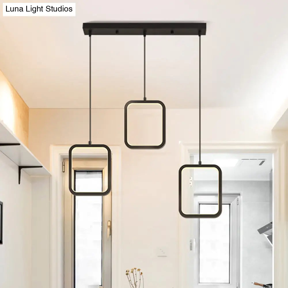 Contemporary Black/White Square Drop Pendant Led Acrylic Ceiling Light Fixture - Warm/White Lighting