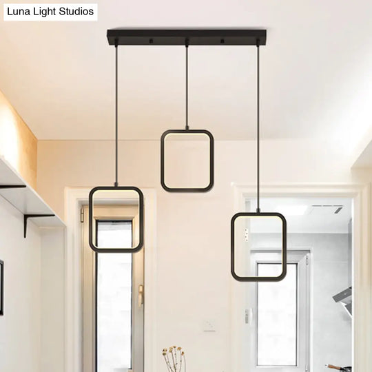 Contemporary Black/White Square Drop Pendant Led Acrylic Ceiling Light Fixture - Warm/White Lighting