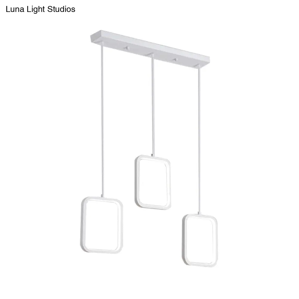 Contemporary Led Acrylic Ceiling Light Fixture - Black/White Square Drop Pendant In Warm/White