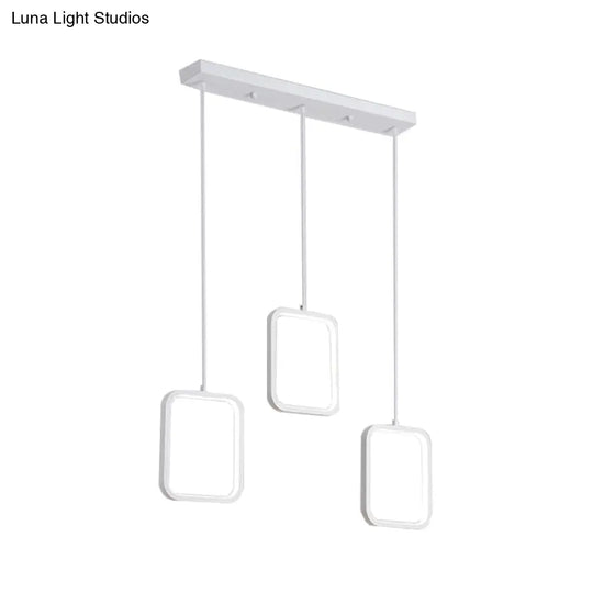 Contemporary Led Acrylic Ceiling Light Fixture - Black/White Square Drop Pendant In Warm/White